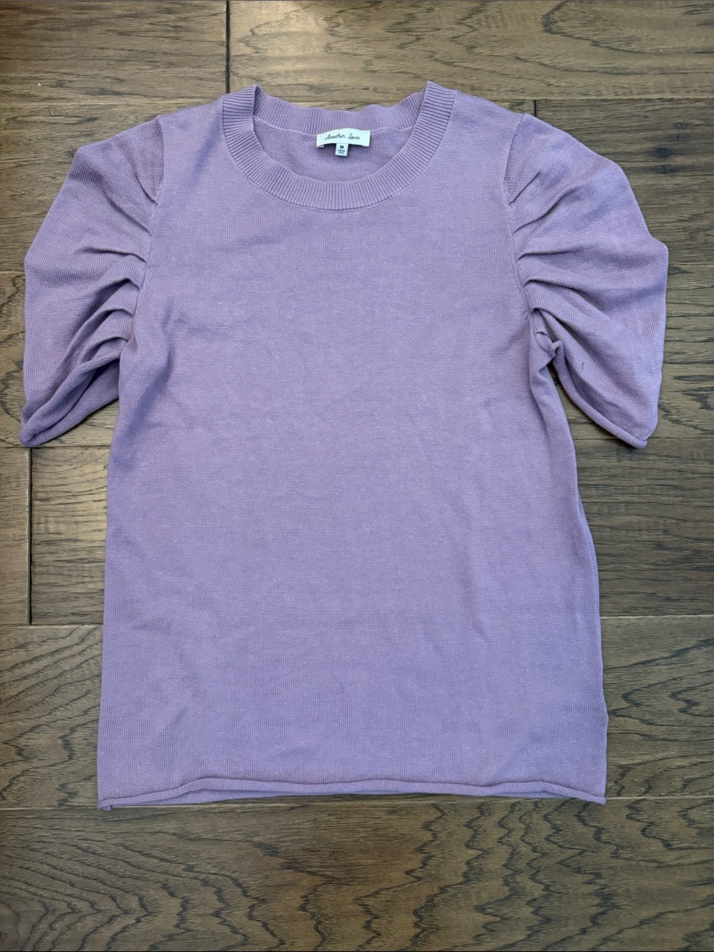 Another Love Maritza Puff Sleeve Knit Sweater Top Dewy Iris Lavender M